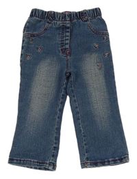 Modré rifle s výšivkou 