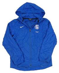 Safírová šusťáková fotbalová bunda s kapucí Nike 