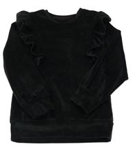 Čierna plyšová mikina s volánikmi little kids