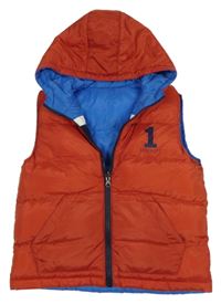 Červená šušťáková obojstranná zateplená vesta s kapucňou Hacket