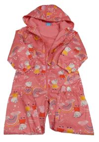 Růžová šusťáková podšitá kombinéza s prasátkem Peppou 