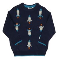 Tmavomodrý svetr s raketami M&Co.