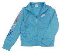 Tyrkysová propínací sportovní mikina s potiskem Nike 