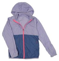 Lila-tmavomodrá šusťáková sportovní bunda s kapucí Decathlon 