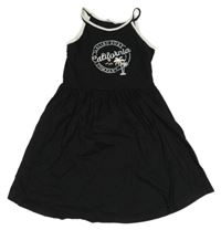 Čierne bavlnené dlhé šaty s nápisom a palmami Primark