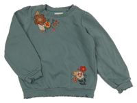 Zelenošedá mikina s květy C&A