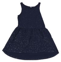 Tmavomodré bavlněné třpytivé šaty Yigga 