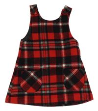 Červeno-čierno-biele kockované vlnené šaty St. Bernard