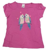 Ružové tričko s papoušky C&A
