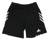 Černé sportovní funkční kraťasy s pruhy Adidas 