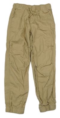 Béžové plátěné cuff kalhoty H&M
