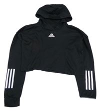 Černá crop mikina s logem a kapucí Adidas