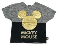 Sivo-čierne melírované tričko s Mickey George
