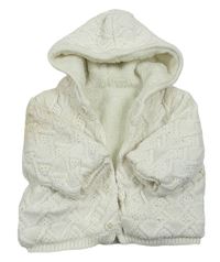 Smotanový vzorovaný kašmírový prepínaci zateplený sveter s kapucňou Mothercare