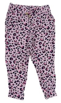 Svetloružová -tmavomodro/růžové vzorované ľahké nohavice Kiki&Koko
