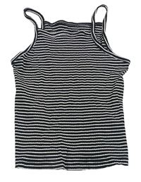 Čierno-biely pruhovaný rebrovaný crop top PRIMARK