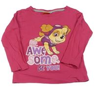 Tmavorůžové triko s PAW PATROL - Skye nickelodeon