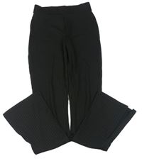 Čierne rebrované flare nohavice New Look