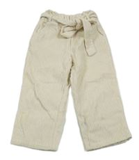 Smetanové paper bag manšestráky s páskem ORCHESTRA