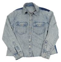 Světlemodro-modro-tmavomodrá plesňová rifľová košeľová bunda ONLY