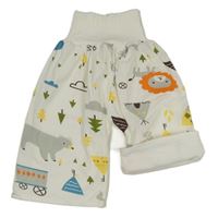 Bílé široké podšité turecké kalhoty se zvířátky a lesem a týpí 