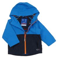 Modro-tmavomodrá šusťáková jarní bunda s nášivkou a kapucí Next