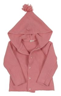 Růžový propínací svetr s kapucí Next