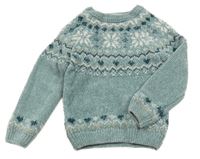 Olivovošedý melírovaný žinylkový svetr s vločkami a vzorem PRIMARK