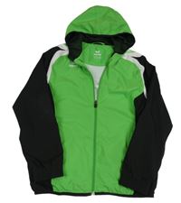 Zeleno-čierno-biela šušťáková športová bunda s logom a kapucňou erima