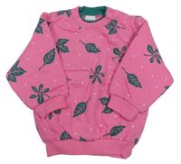 Tmavoružová zateplená mikina s lístečky