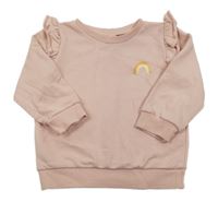 Pudrová mikina s dúhou a volánikmi SHEIN