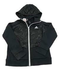 Černo-army propínací mikina s kapucí Adidas
