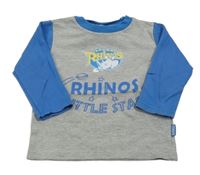 Sivo-modré melírované tričko s nápismi a nosorožcem LEEDS RHINOS
