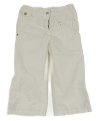 Biele plátenné rolovacieé crop nohavice s pávem a kamienkami C&A