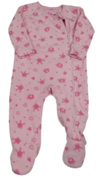 Světlerůžový fleecový overal s korunkami a srdíčky St. Bernard