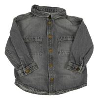 Sivá rifľová košeľová bunda H&M