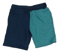 Tmavomodro-modrozelené teplákové kraťasy little kids