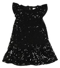 Černé tylové flitrové slavnostní šaty s volánky F&F