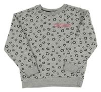 Sivo-čierna vzorovaná melírovaná mikina s nápisom PRIMARK