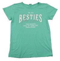 Zelené melírované tričko s nápismi Page one young