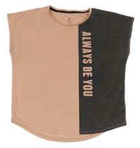 Pudrovo-tmavosivé športové tričko s nápisom H&M