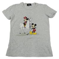 Sivé tričko s Mickeym + Minnie Disney