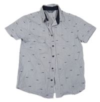Tmavomodro-bílá proužkovaná košile se žraloky Primark 