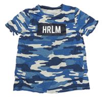 Tmavomodro-sivé army tričko s nápisom C&A