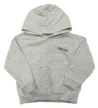 Bielo-sivo-čierna melírovaná oversize mikina s nápismi a vreckom a kapucňou F&F