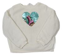 Smotanová plyšová mikina so srdíčkem z překlápěcích flitrů H&M