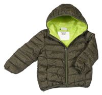 Khaki melírovaná prošívaná šusťáková zateplená bunda s kapucí INFINITY KIDS