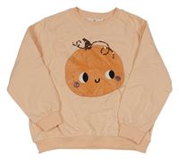 Marhuľová oversize mikina s tekvicou s flitrami H&M