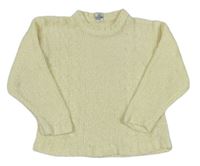 Smotanový žinylkový sveter s copánkovým vzorom