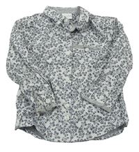 Sivo-biela pruhovaná kvetovaná košeľa Miniclub